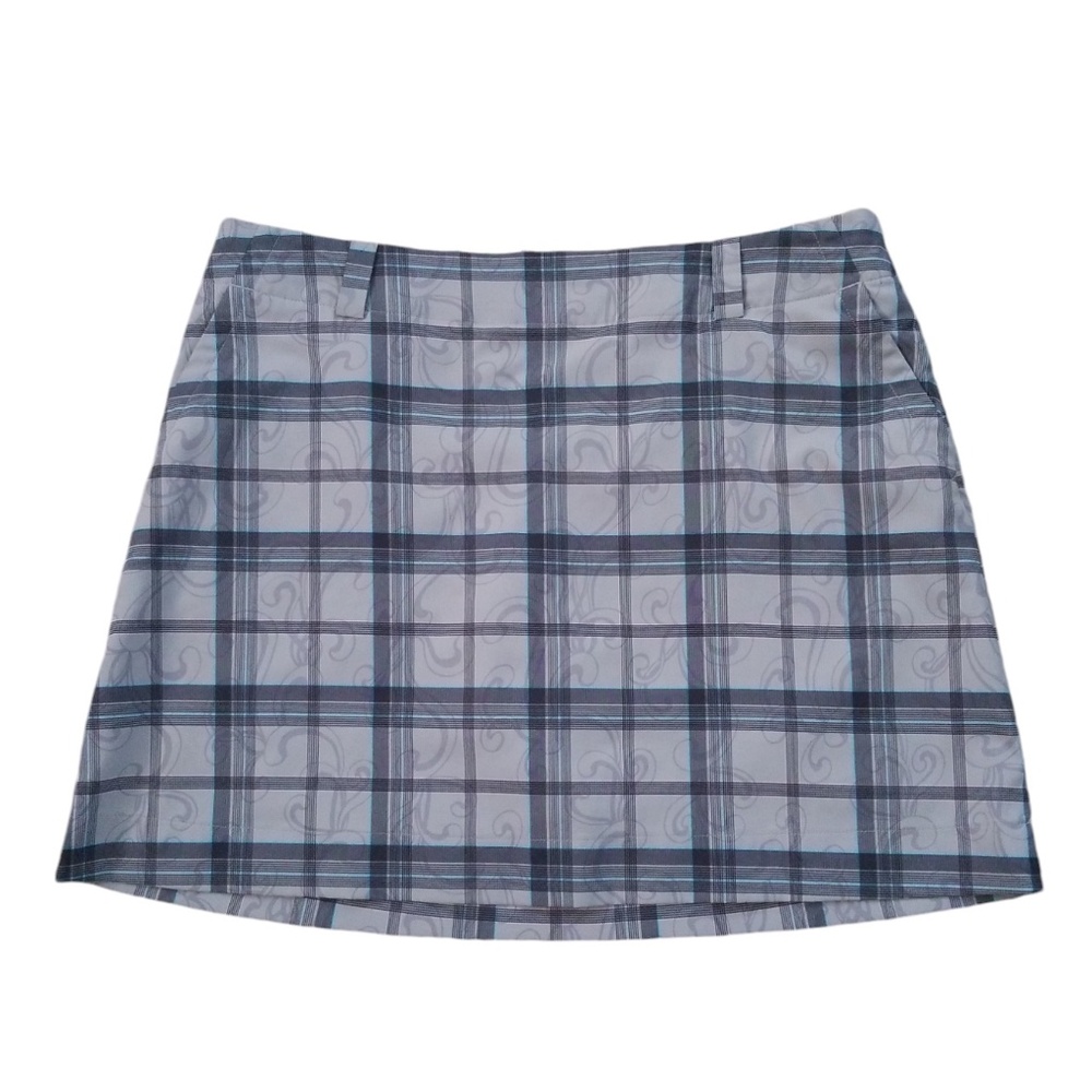 Nike Golf Gray Plaid Performance Dri-Fit Skirt‎ Skort Size 14 NWOT